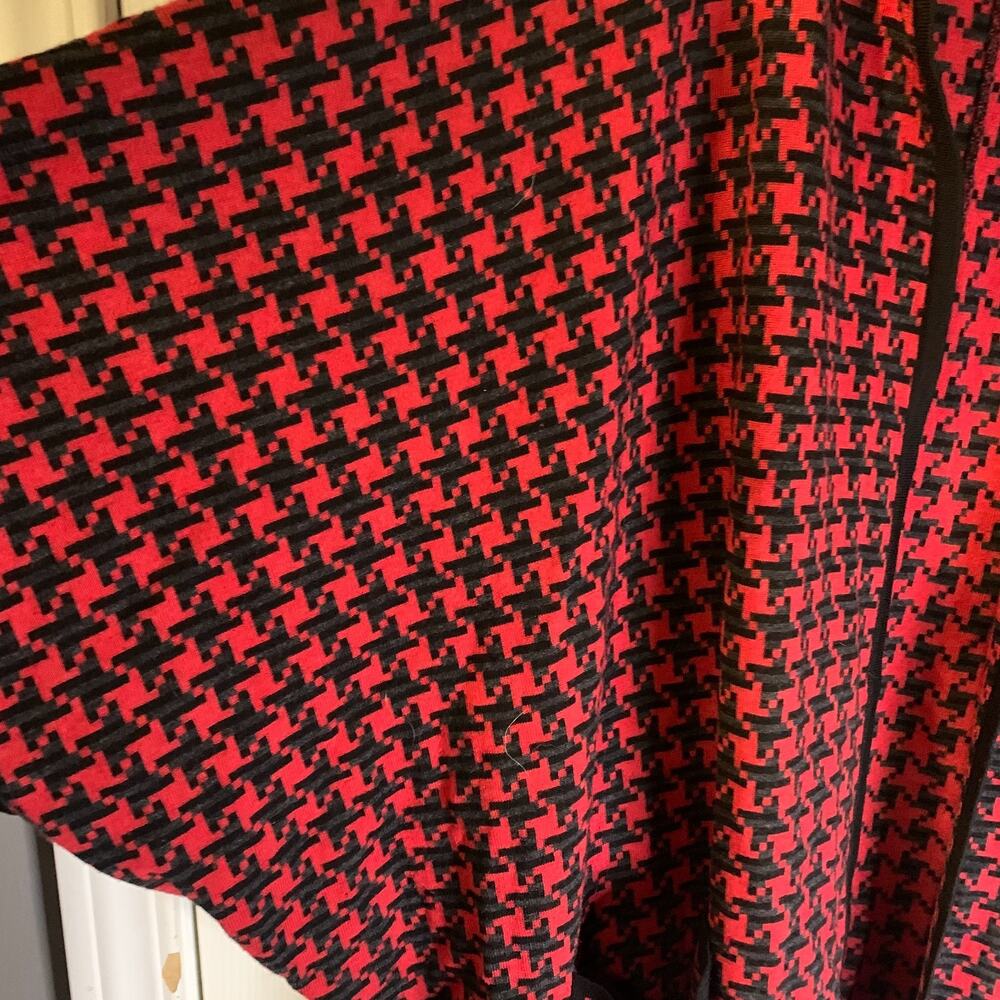 Pendleton Women's Houndstooth Merino Wool Cape PLUS One Size Red Black Office - Picture 5 of 8